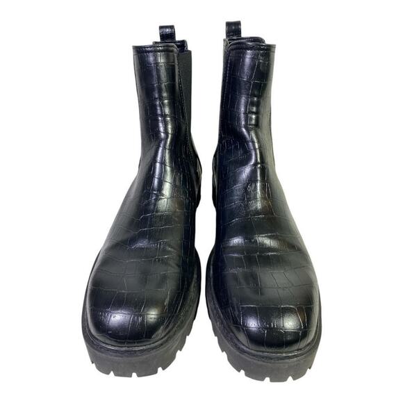 Kenneth Cole Reaction Salt Lug Chelsea Boot Women US 11 Black Gator - Picture 4 of 7